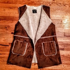 70s faux suede sherpa lined vest